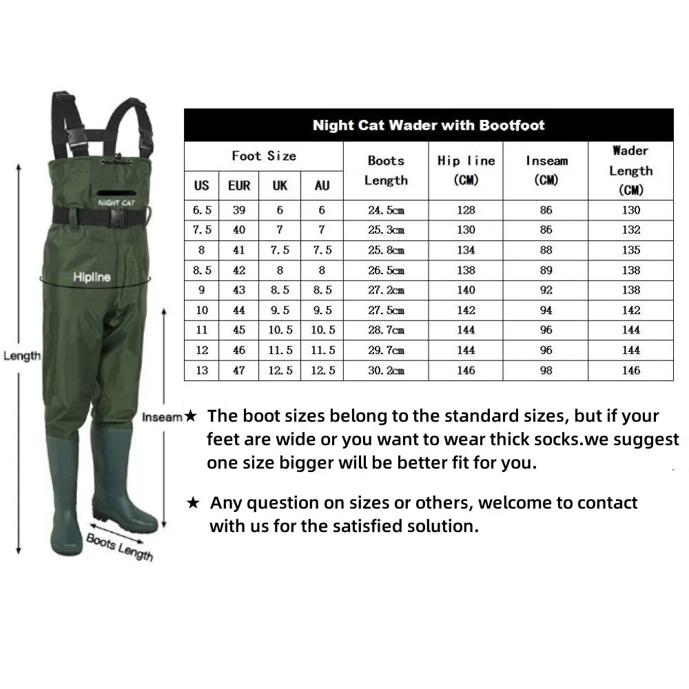 Night Cat Waterproof Fishing Chest Waders With Boots
