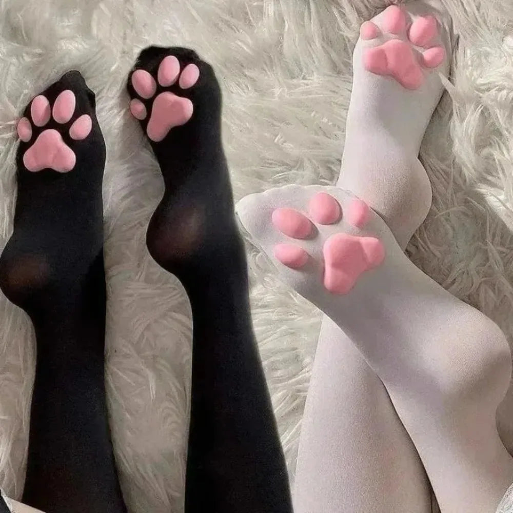 3D Cat Paw Knee High Novelty Floor Socks For Home