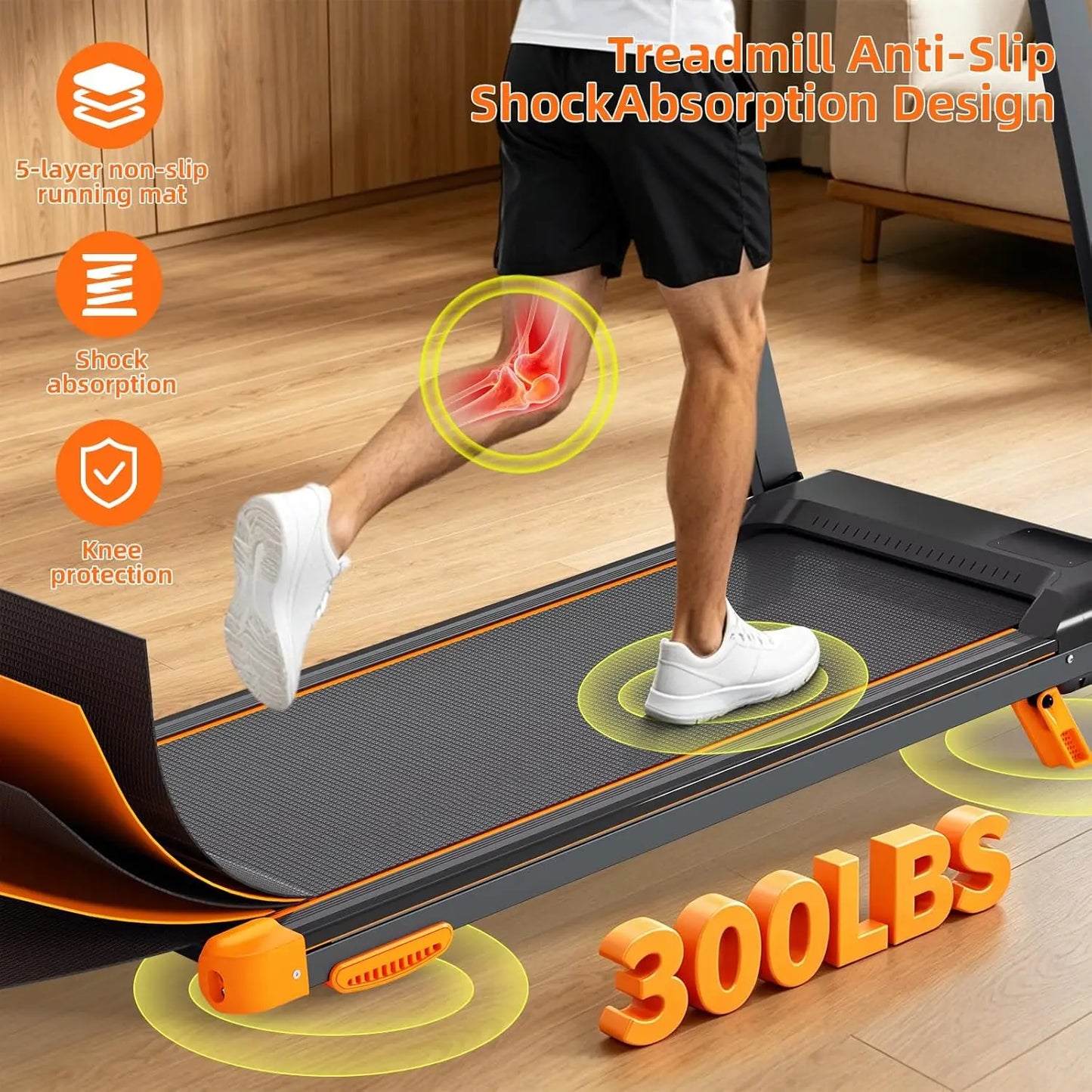 Compact Folding Treadmill With Adjustable Incline And Bluetooth