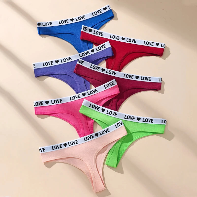 Cotton Women Thongs Panties Set Striped Underwear Soft G Strings