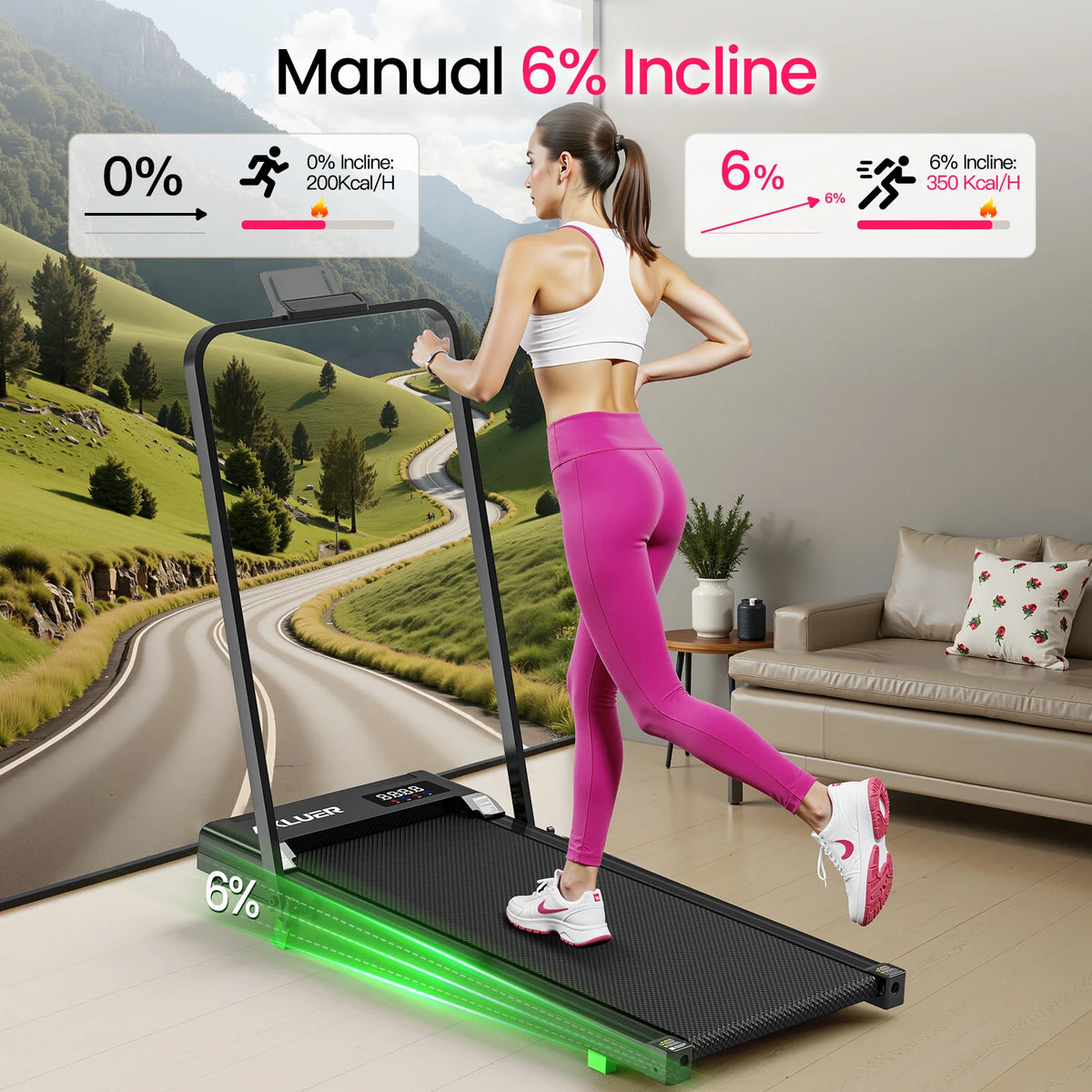 AKLUER Portable Walking Pad Treadmill With Remote Control