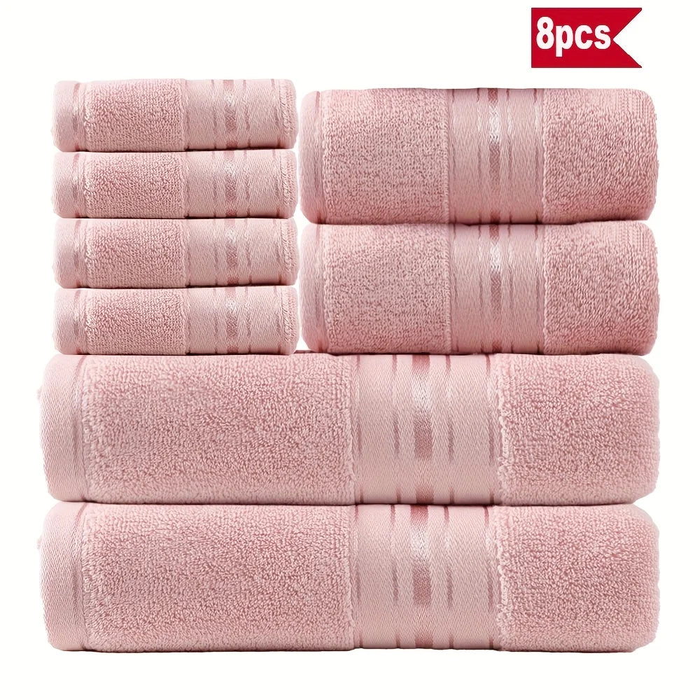 Luxury Eight Piece Cotton Towel Set For Bathroom Everyday Use
