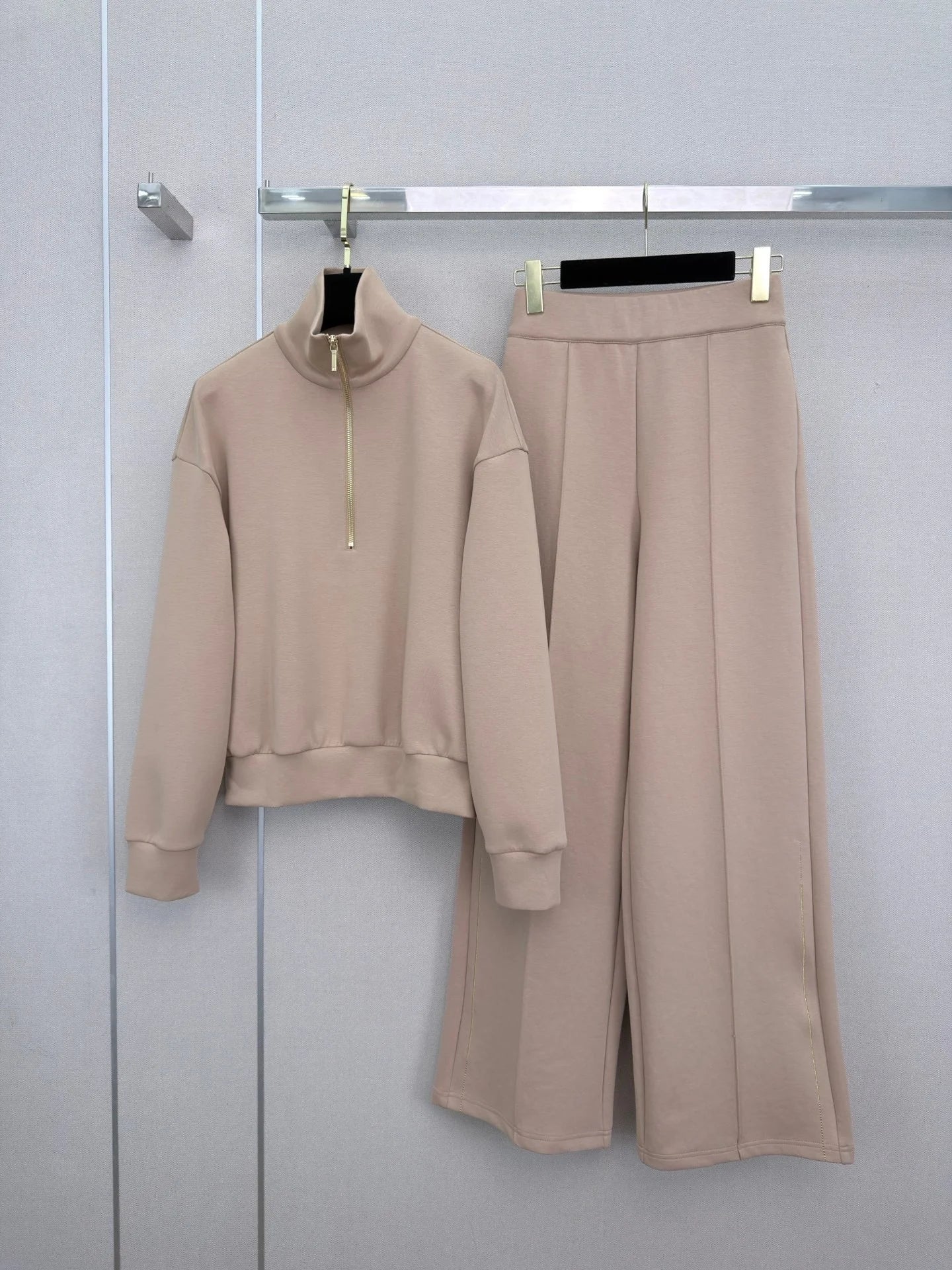 Women's Knitted Two Piece Set Long Sleeve Top And Elastic Waist Pants