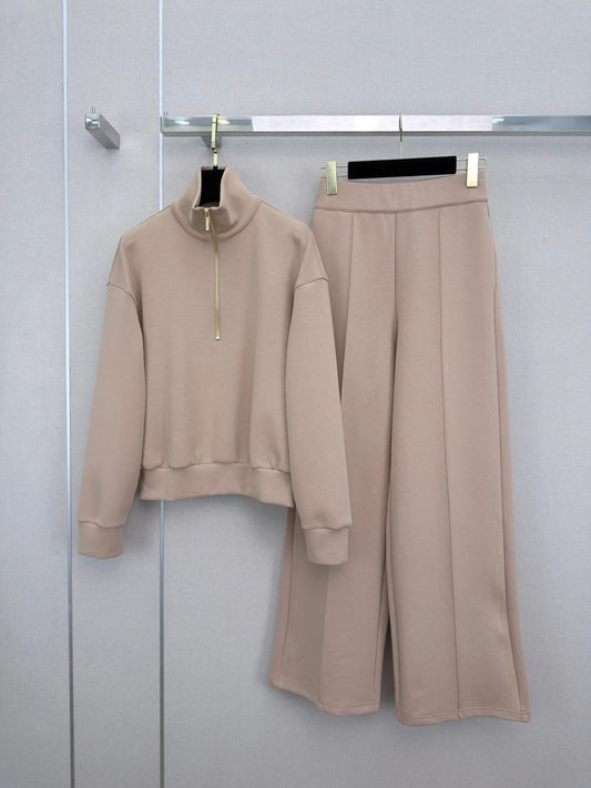 Women's Knitted Two Piece Set Long Sleeve Top And Elastic Waist Pants