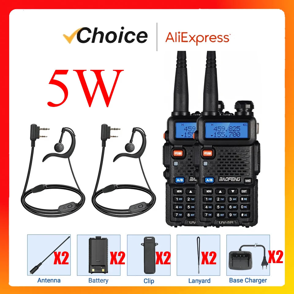 Baofeng Dual Band Long Range Rechargeable Handheld Walkie Talkie