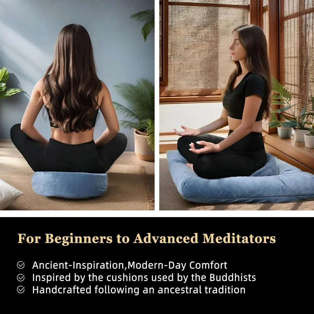 YTYIN Meditation Zafu Cushion Set With Buckwheat Hulls Memory Foam