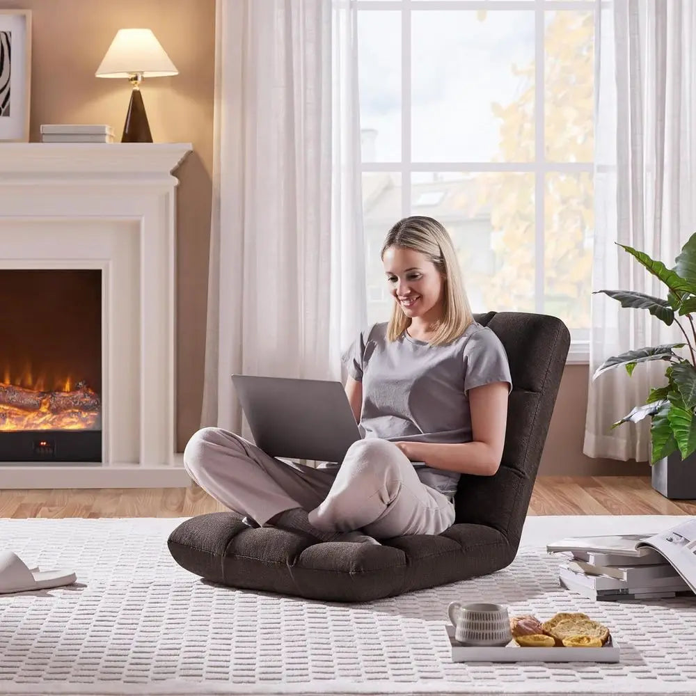Adjustable Folding Floor Chair With Back Support And Padded Seat