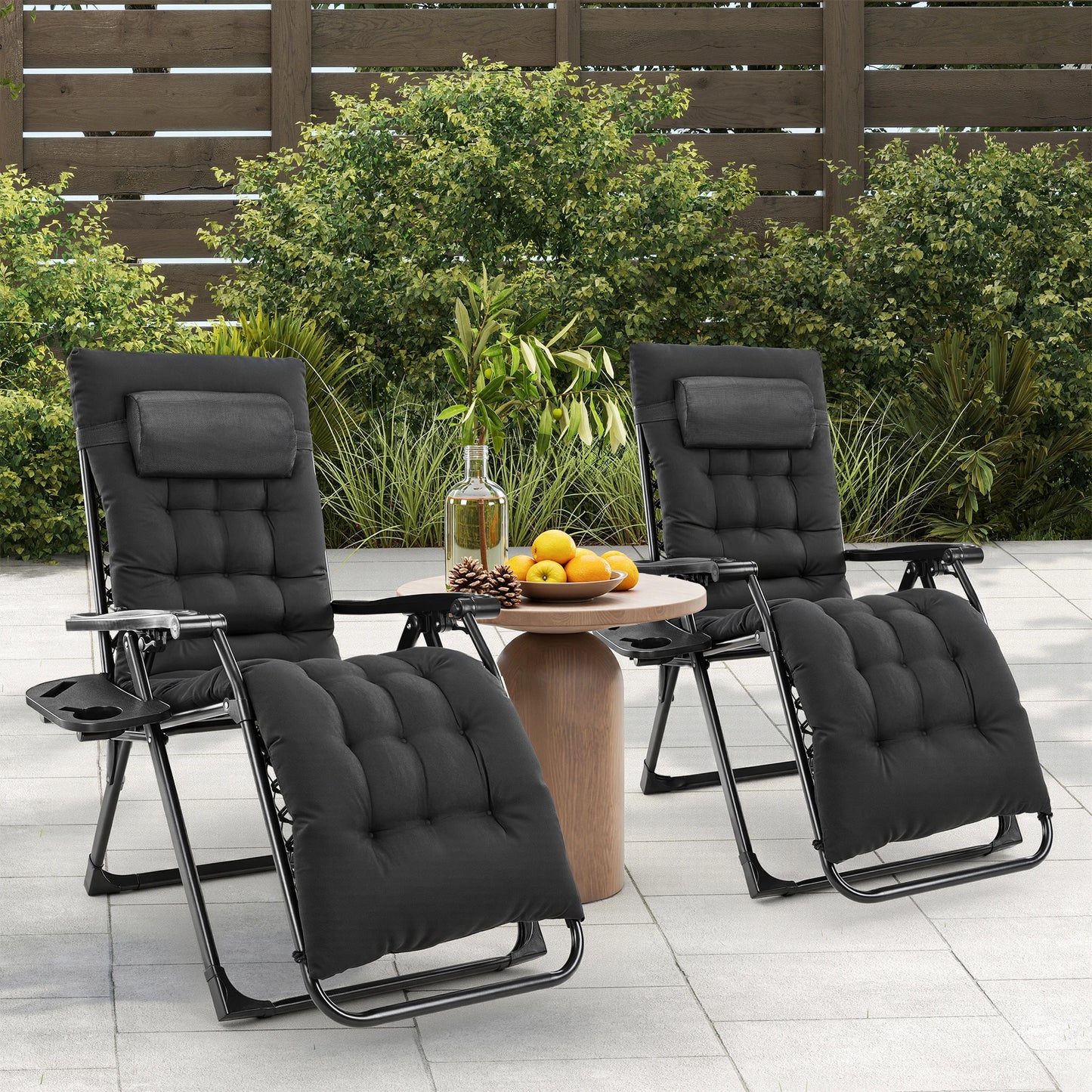 JHK Zero Gravity Recliner Outdoor Lounge Chair With Cup Holders
