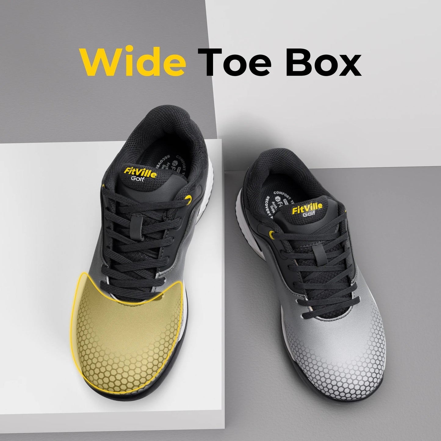 Fitville Mens Wide Golf Shoes Comfortable Non Slip Athletic Footwear