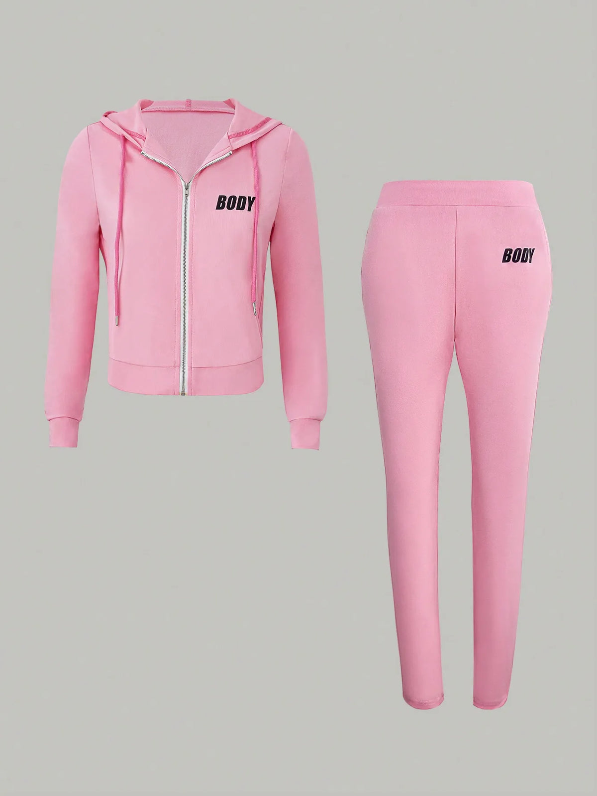 Women's 2 Piece Letter Printed Zipper Hoodie And Sweatpants Set