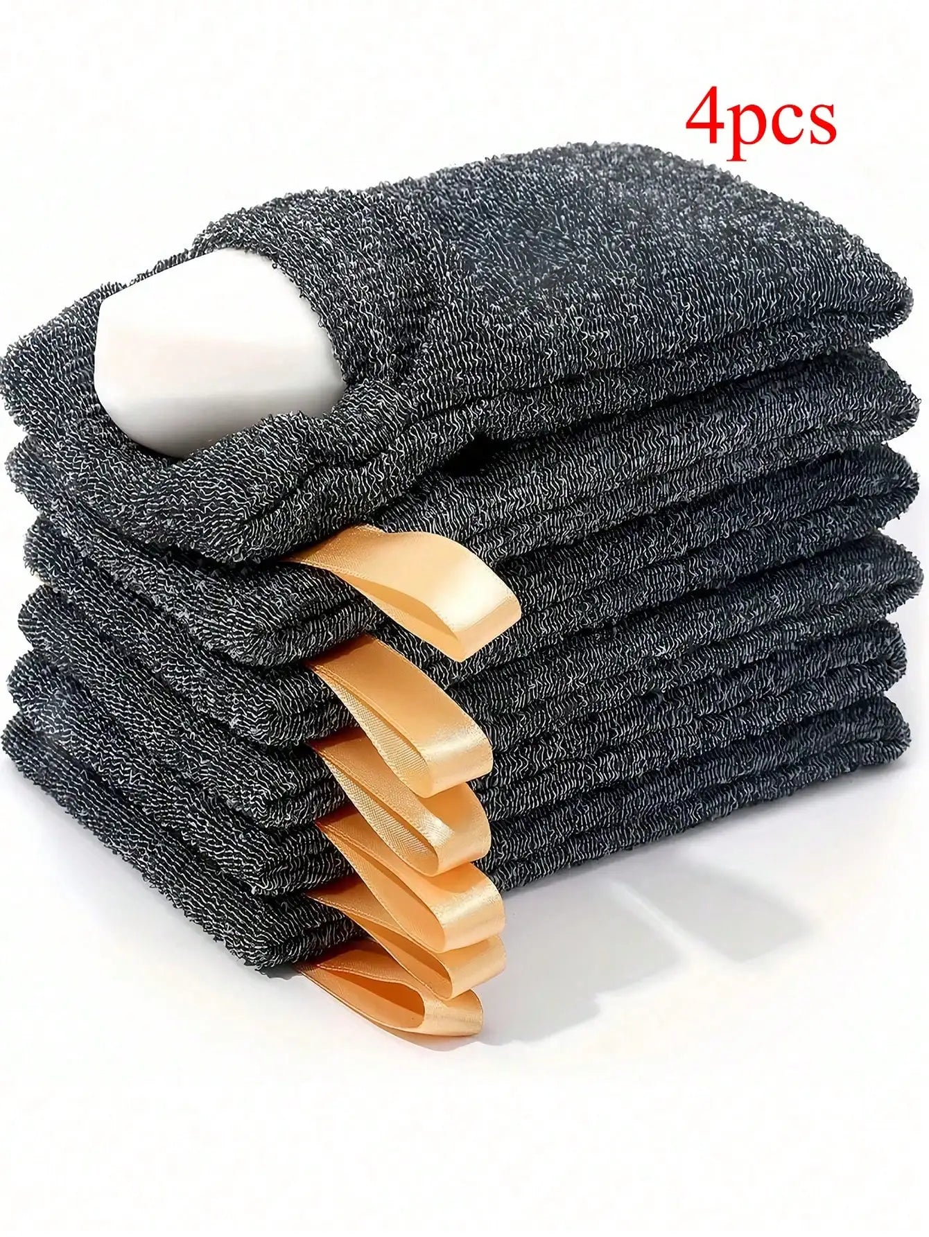 6pcs Exfoliating Mesh Soap Saver Bags With Loofah Cord Net