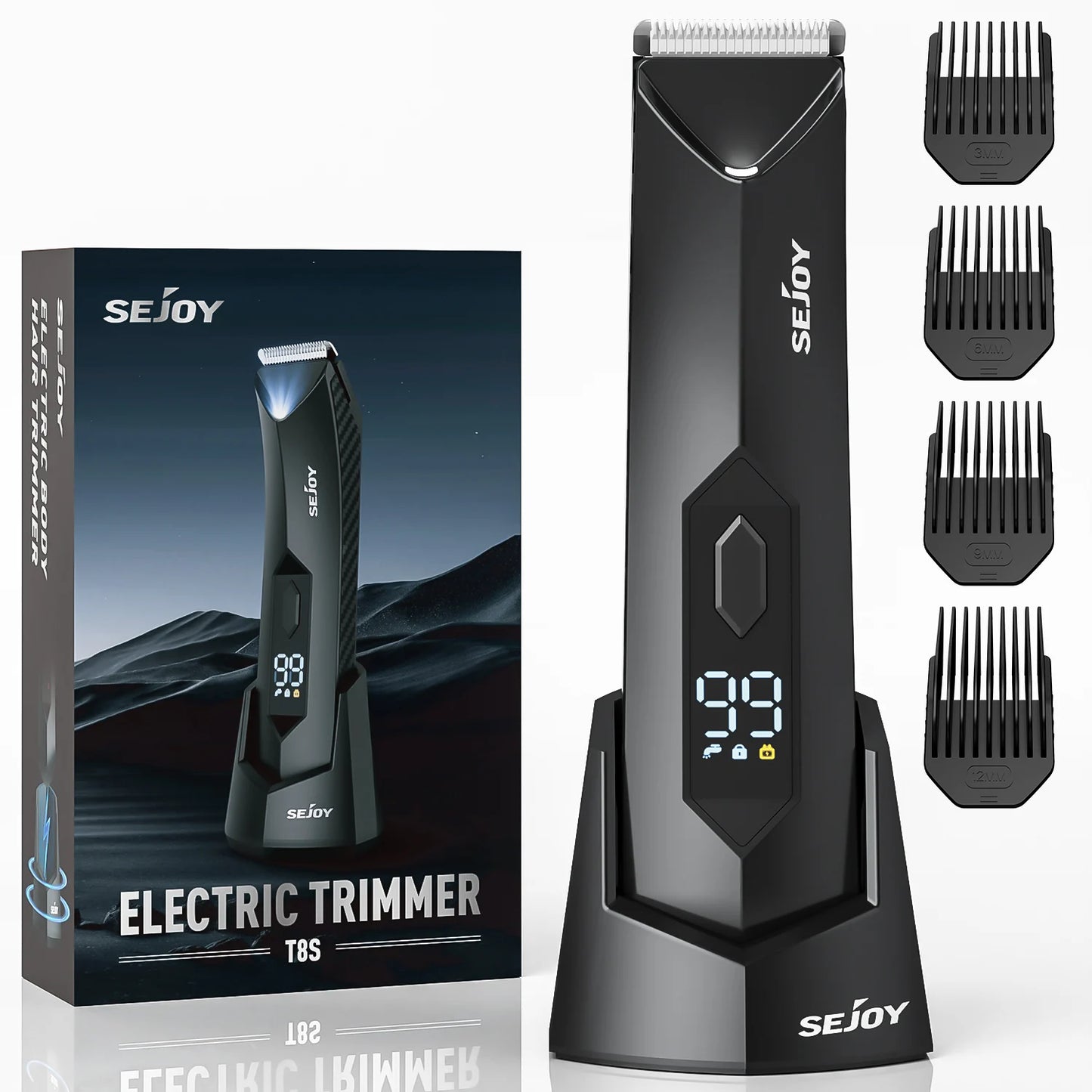 Sejoy Body Hair Trimmer With Stand Wet Dry Cordless Shaver