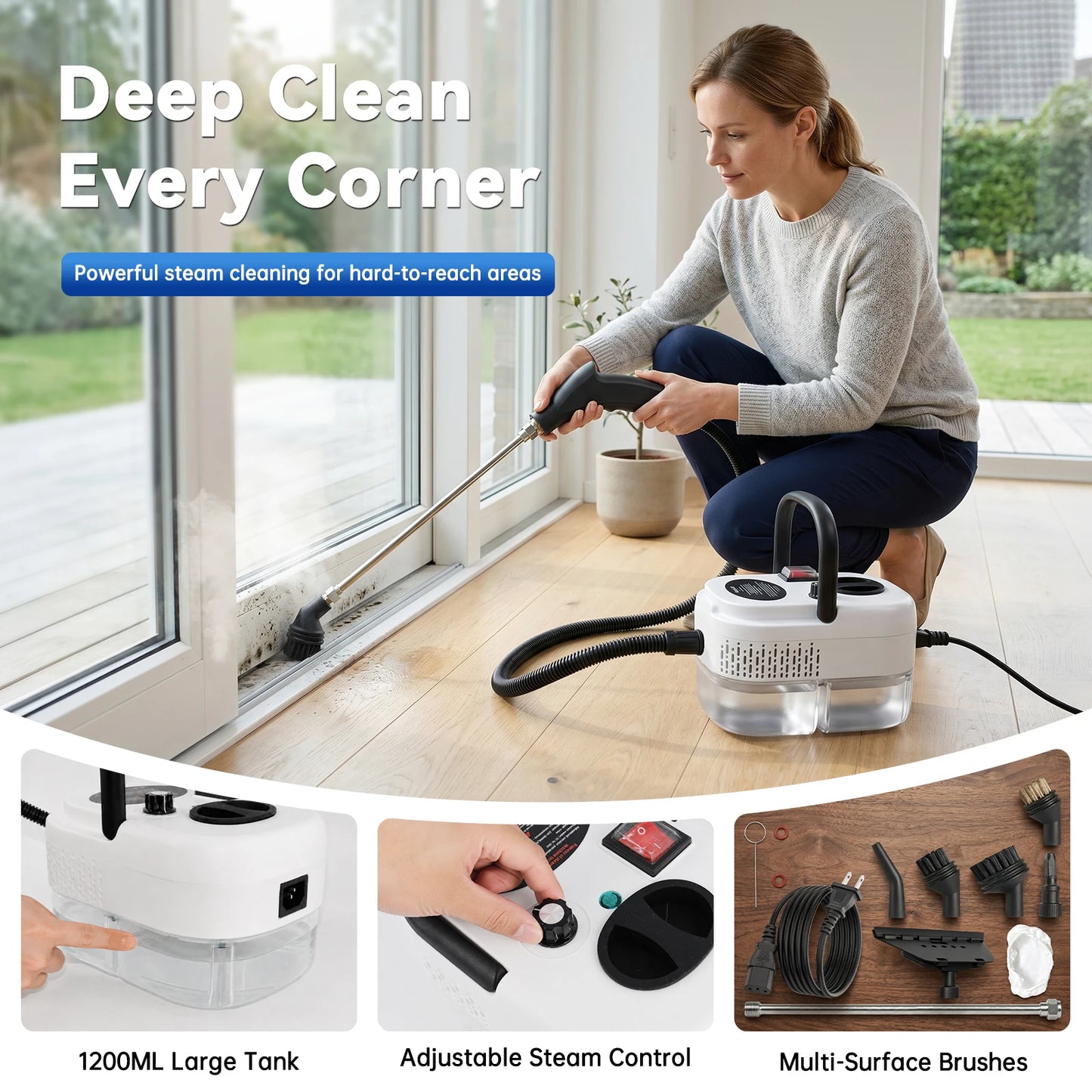 2500W High Temperature Steam Cleaner Portable Handheld Machine US Plug