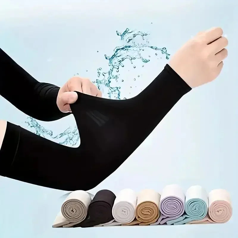 Cooling Ice Silk Arm Sleeves Sun Protection Golf Cycling Running Gear