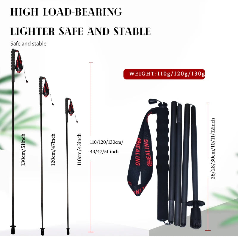 OKHEALING Carbon Fiber Foldable Trekking Poles Lightweight Hiking Gear