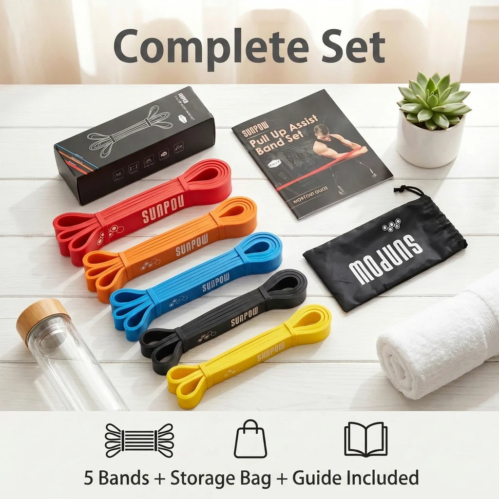 SUNPOW Natural Latex Pull Up Assistance Resistance Exercise Bands