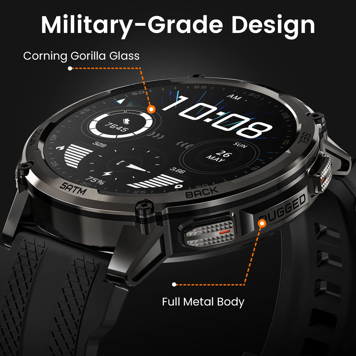 KOSPET T4C Rugged Smartwatch With GPS Flashlight Fitness Tracking