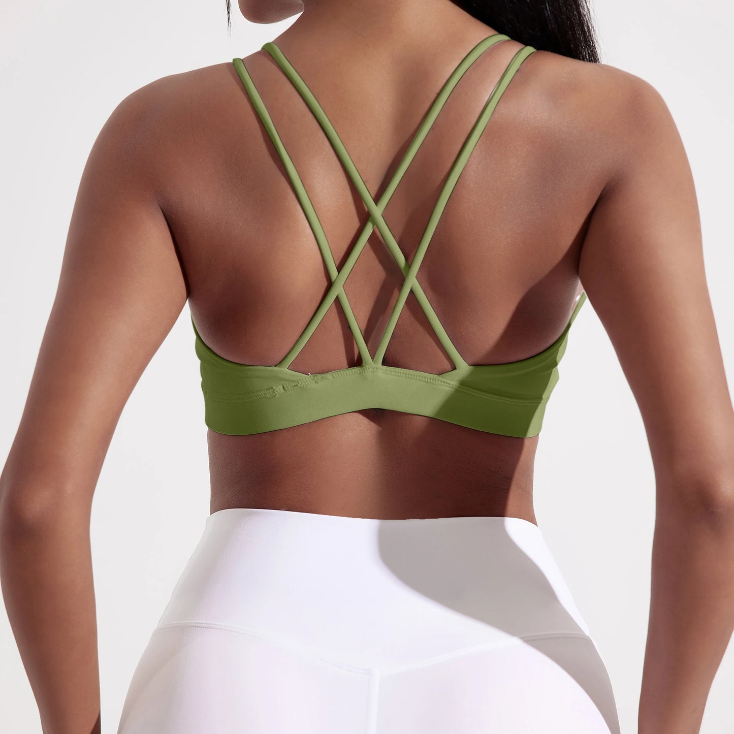 Cross Fitness Bra Women Nylon Spandex Chest Pad Breathable Gym