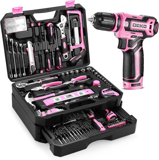 DeKo 12V Cordless Drill Home Mechanic Toolbox Set