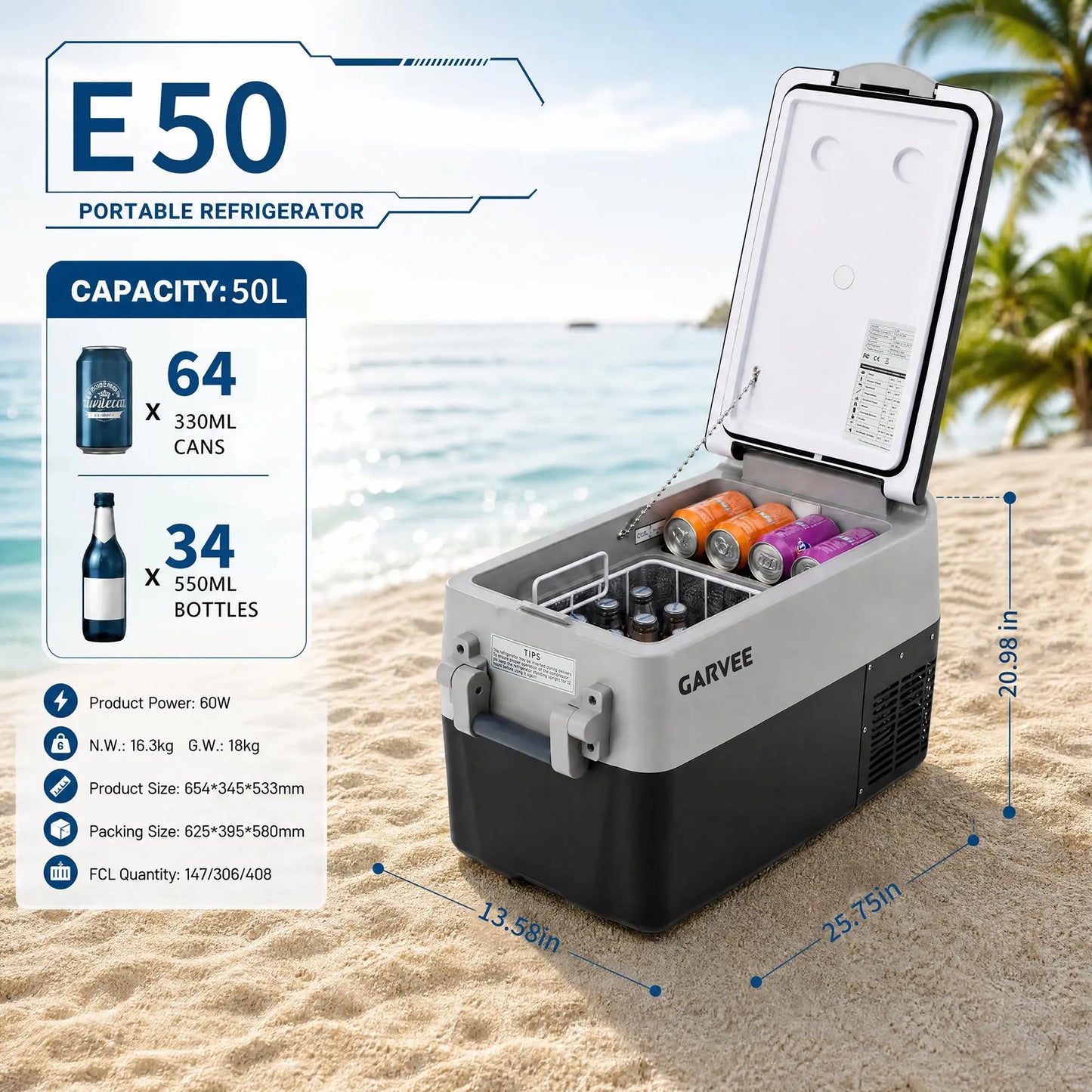 Studyset 53qt Dual Zone Portable Car Refrigerator Fridge