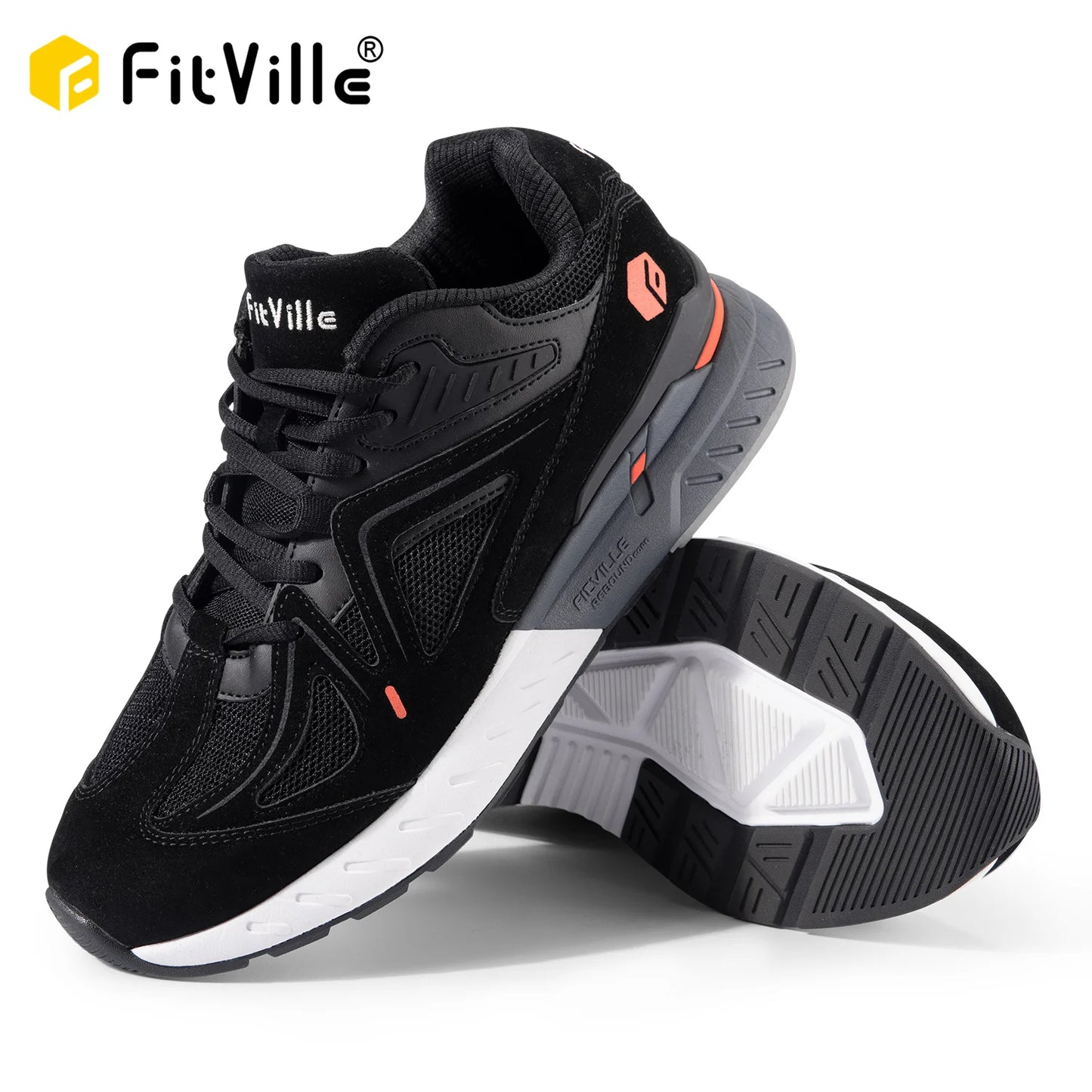 FitVille Men's Walking Shoes Lightweight Arch Support Breathable Cushioning