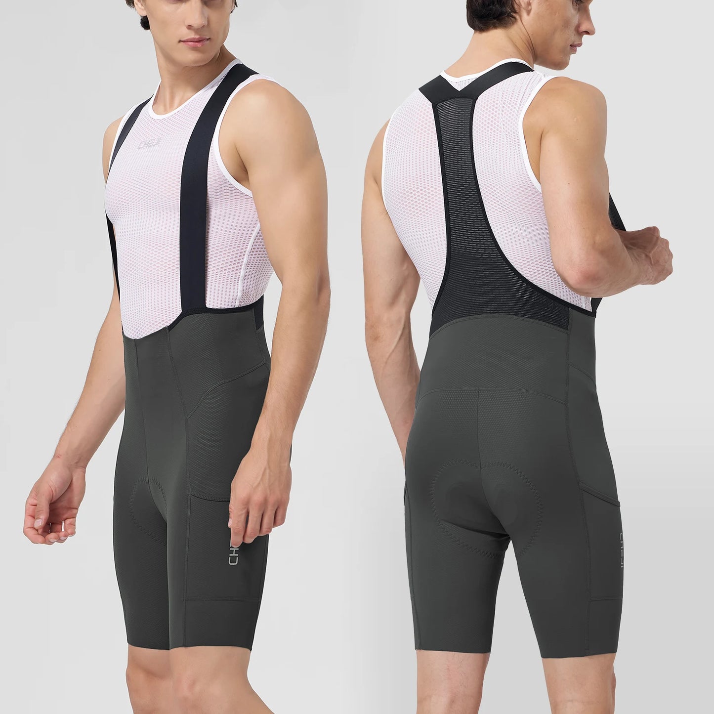 Cheji Men Seamless Cycling Bib Shorts Quick Drying Breathable Performance