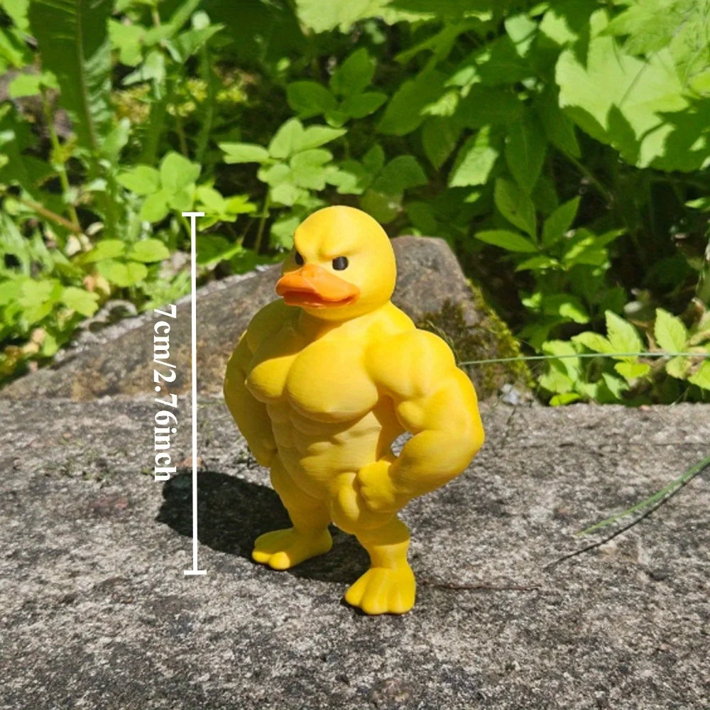 Muscle Duck Figurine Whimsical Desktop Decor for Home and Bookshelves