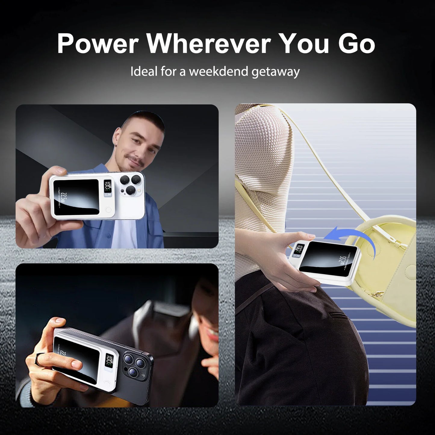 Magnetic Wireless Power Bank 10000mAh Fast Charging LED Display