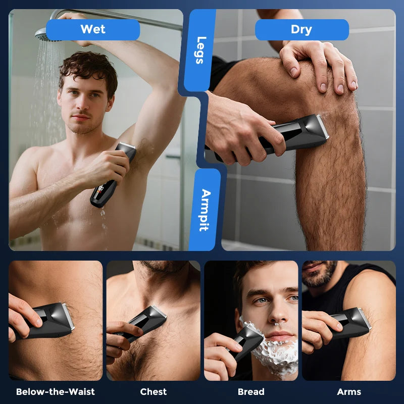 Sejoy Body Hair Trimmer With Stand Wet Dry Cordless Shaver