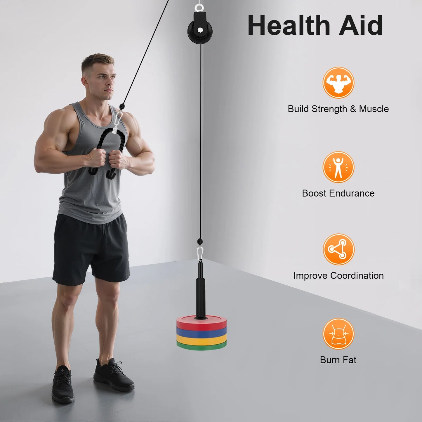 Cable Weight Pulley System With Safety Ropes Home Gym Equipment