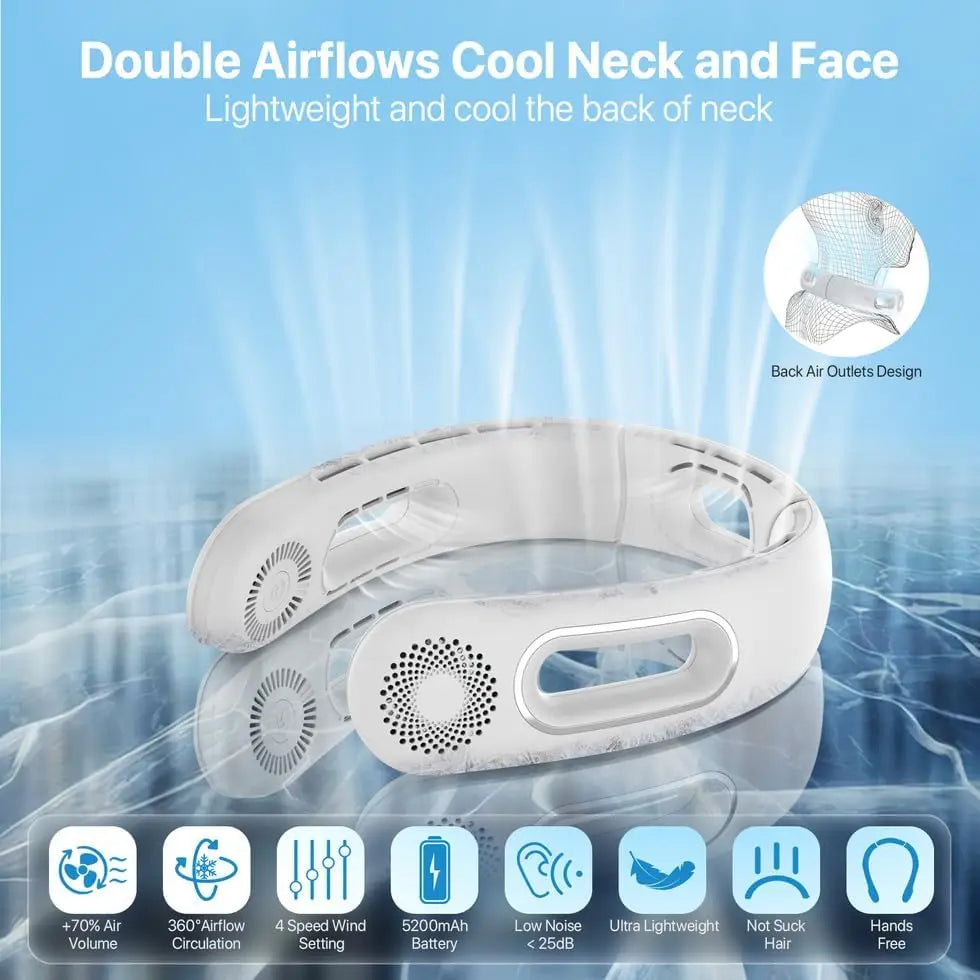 Portable Bladeless Neck Fan With 4 Speeds And Touch Control