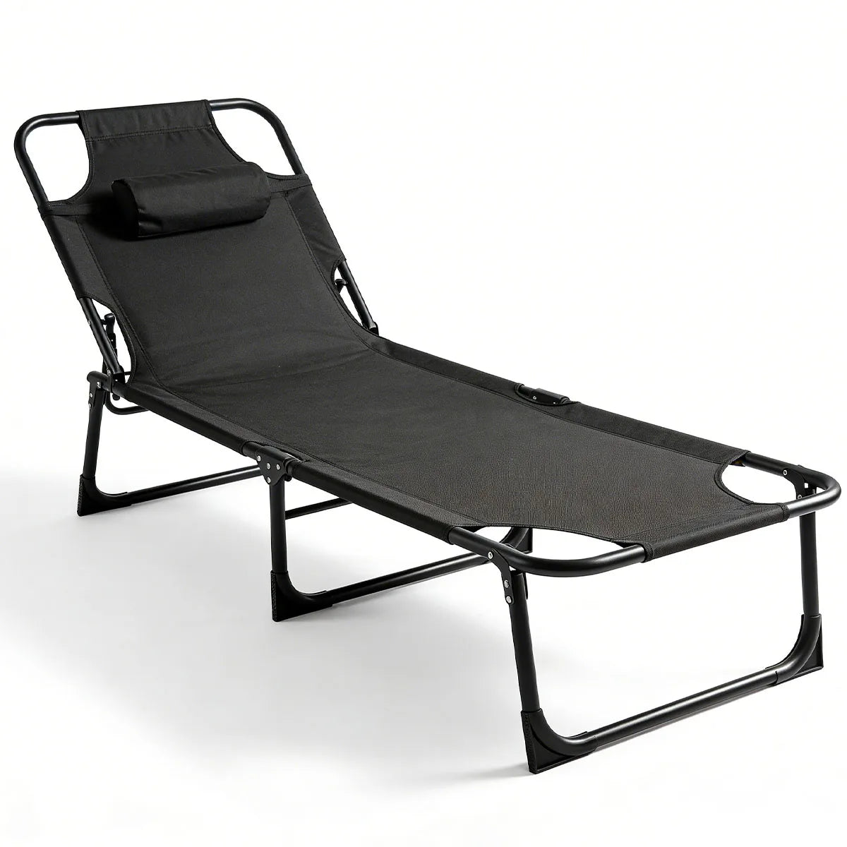 Adjustable Folding Camping Lounge Chair With Removable Soft Cushion