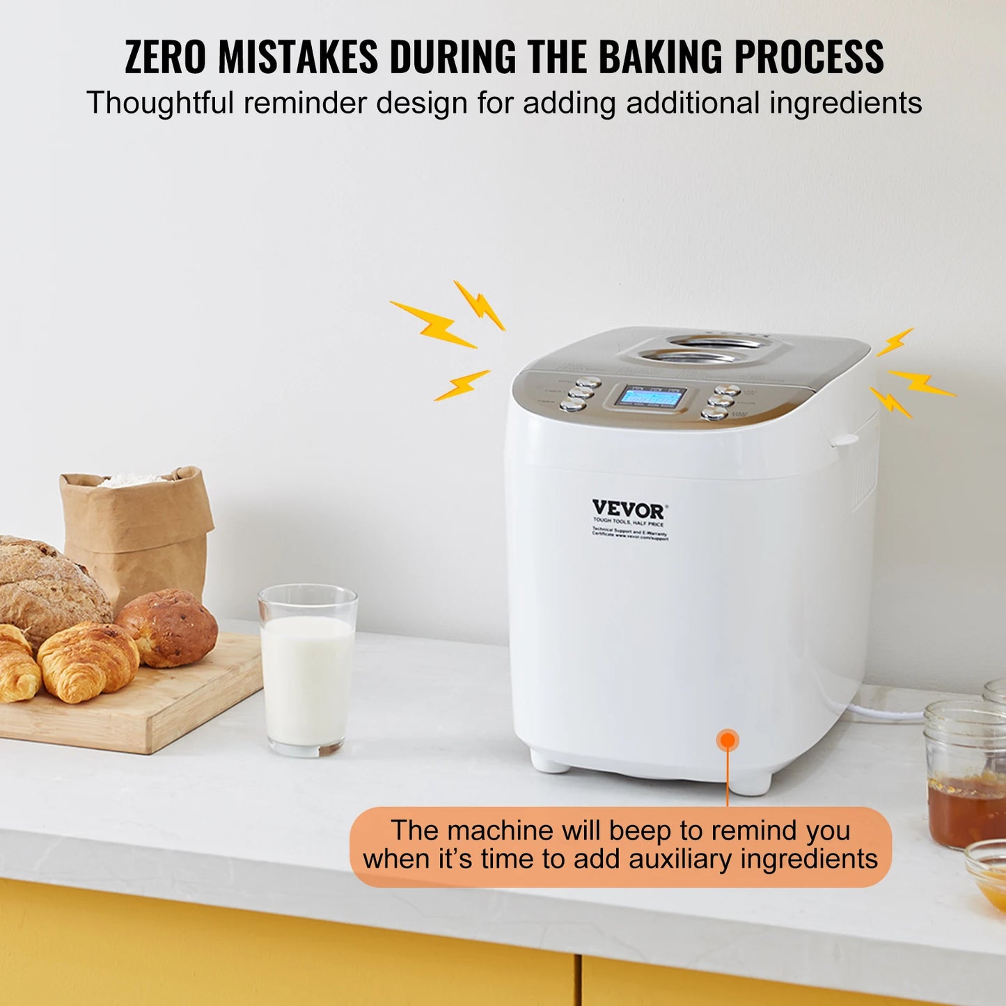 SucceBuy 15-In-1 Bread Maker With Gluten Free Setting Nonstick Pan