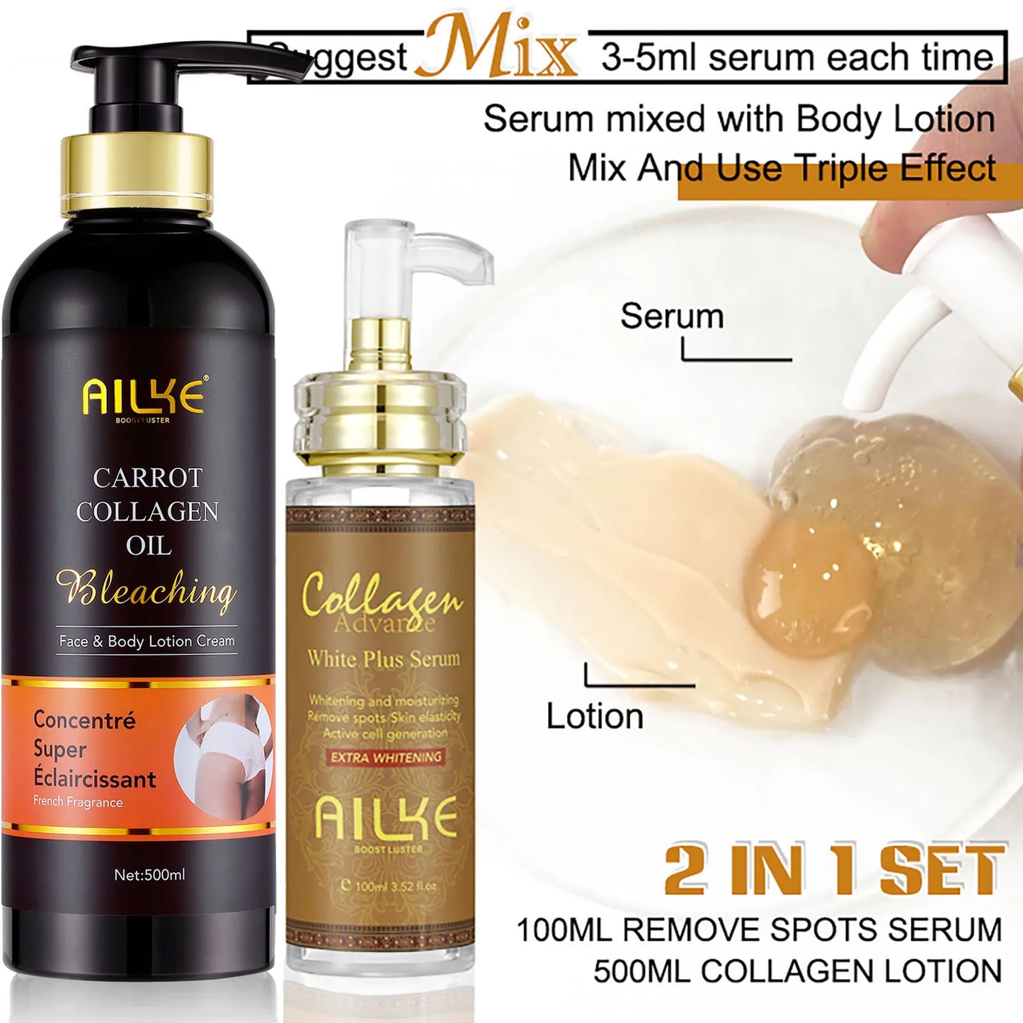 AILKE Collagen Skin Care Set For Women Whitening Freckle Removal