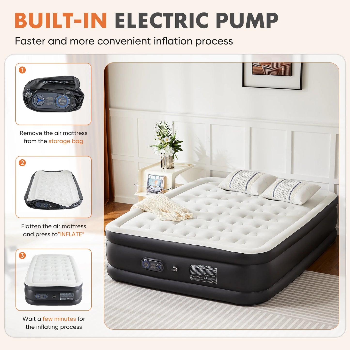JHK Queen Twin Air Mattress With High Weight Capacity