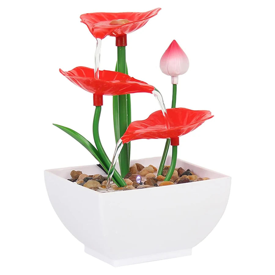 Mini Zen Tabletop Fountain With LED Waterfall For Office Desk