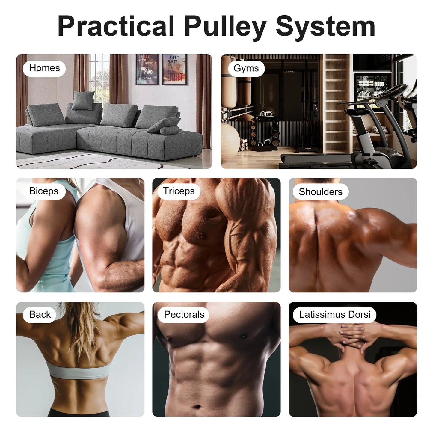Cable Weight Pulley System With Safety Ropes Home Gym Equipment