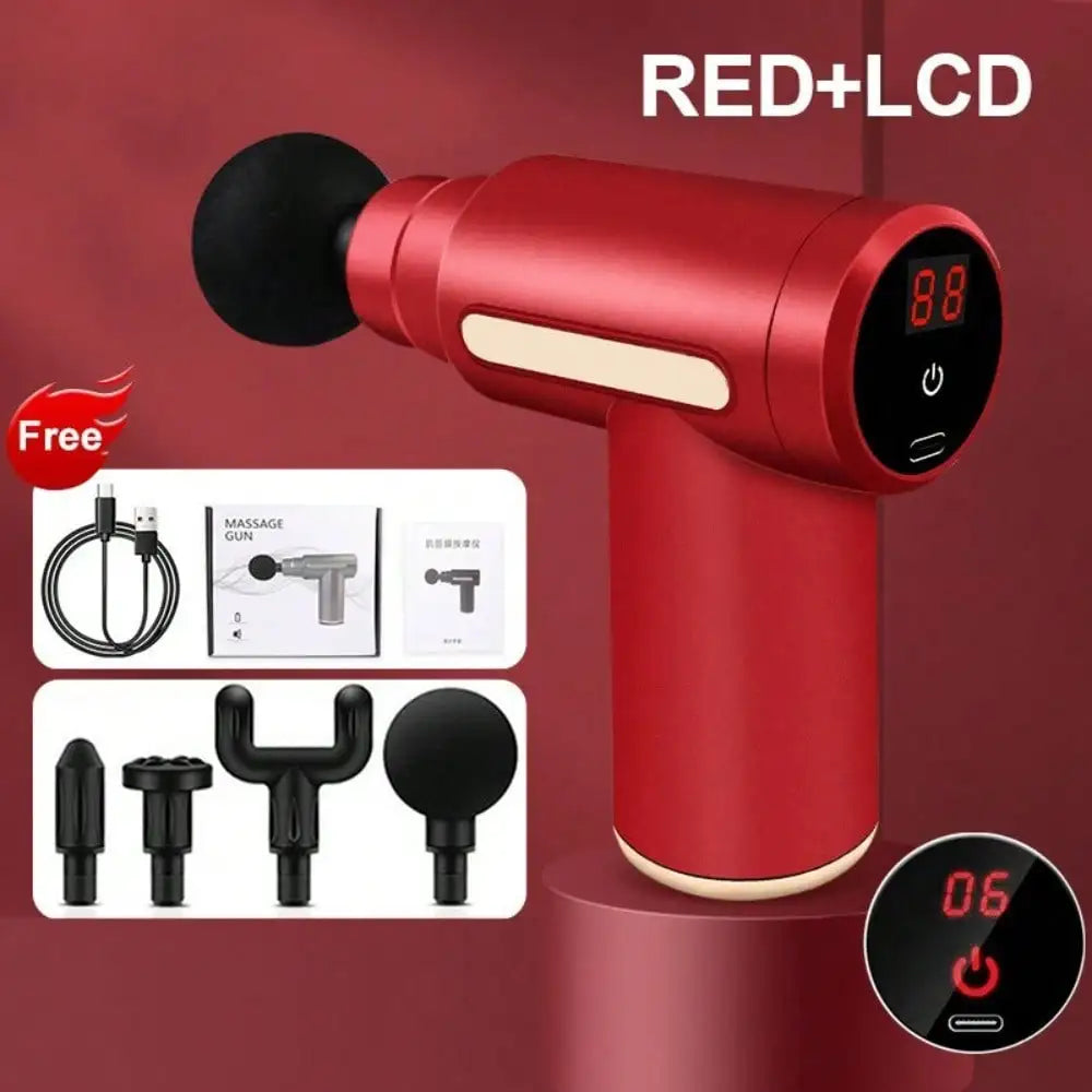 Portable Electric Deep Tissue Muscle Massage Gun With Four Heads
