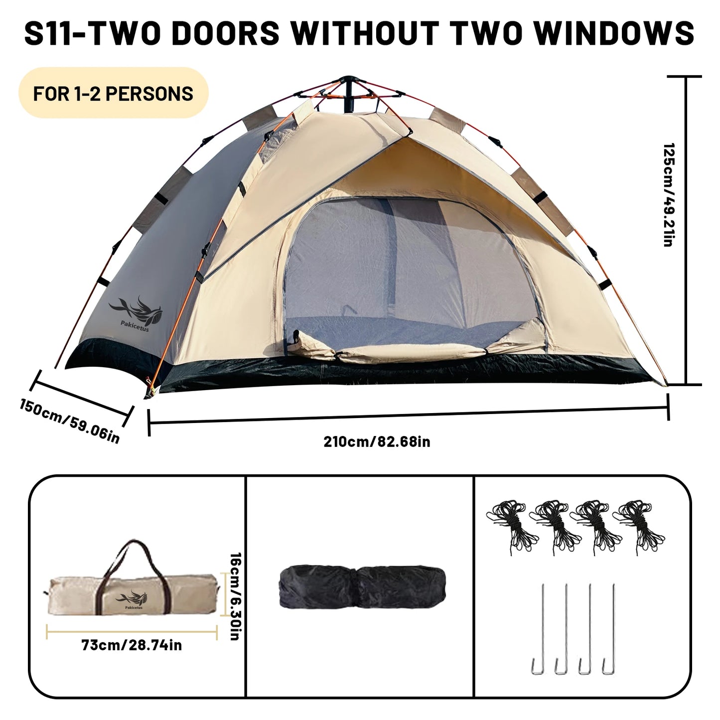 Pakicetus Automatic Pop Up Camping Tent Portable Windproof Shelter