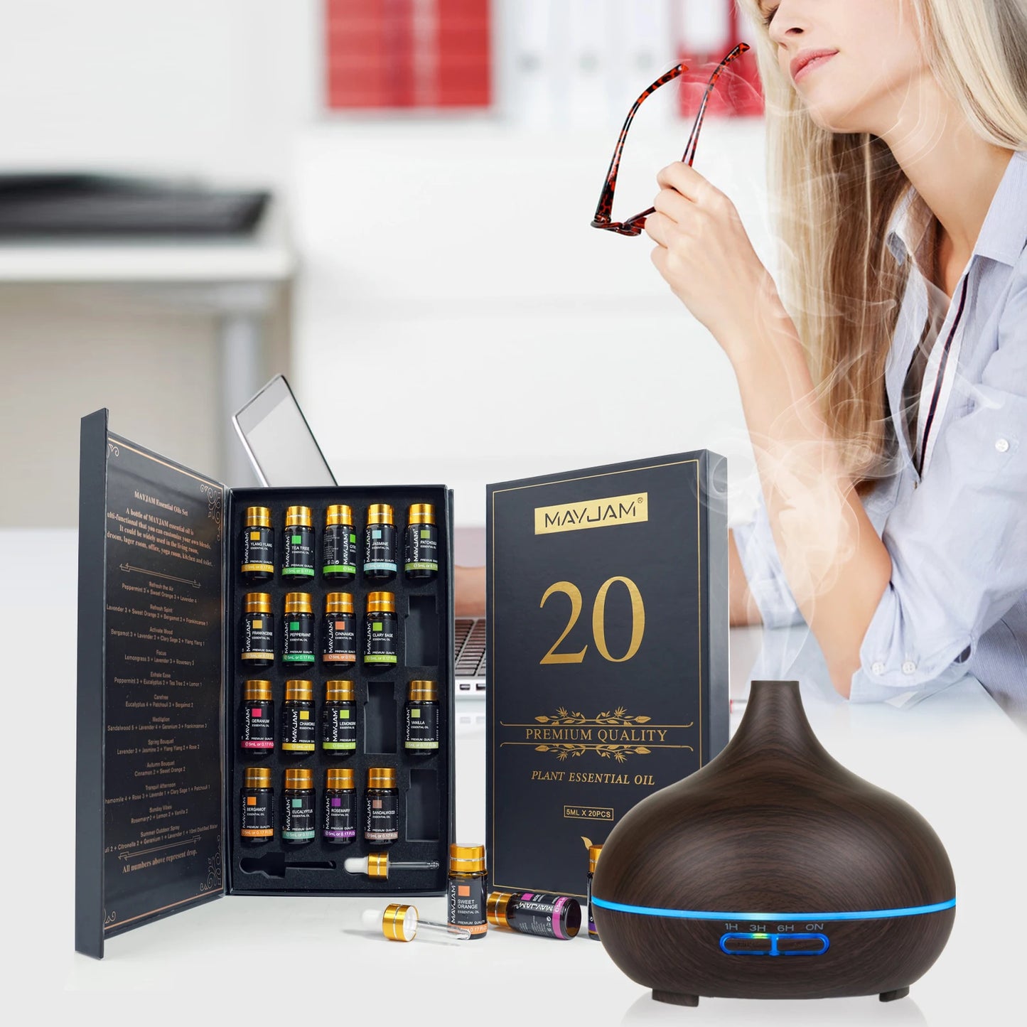 MAYJAM 20 Bottles Essential Oil Gift Set For Diffuser