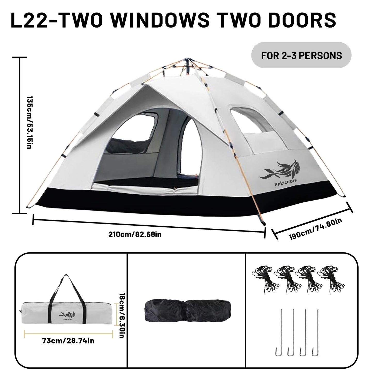 Pakicetus Automatic Pop Up Camping Tent Portable Windproof Shelter