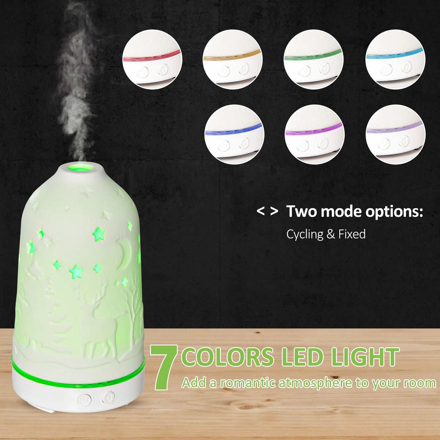 Ultrasonic Aromatherapy Diffuser Humidifier With Ceramic Cover And Timer
