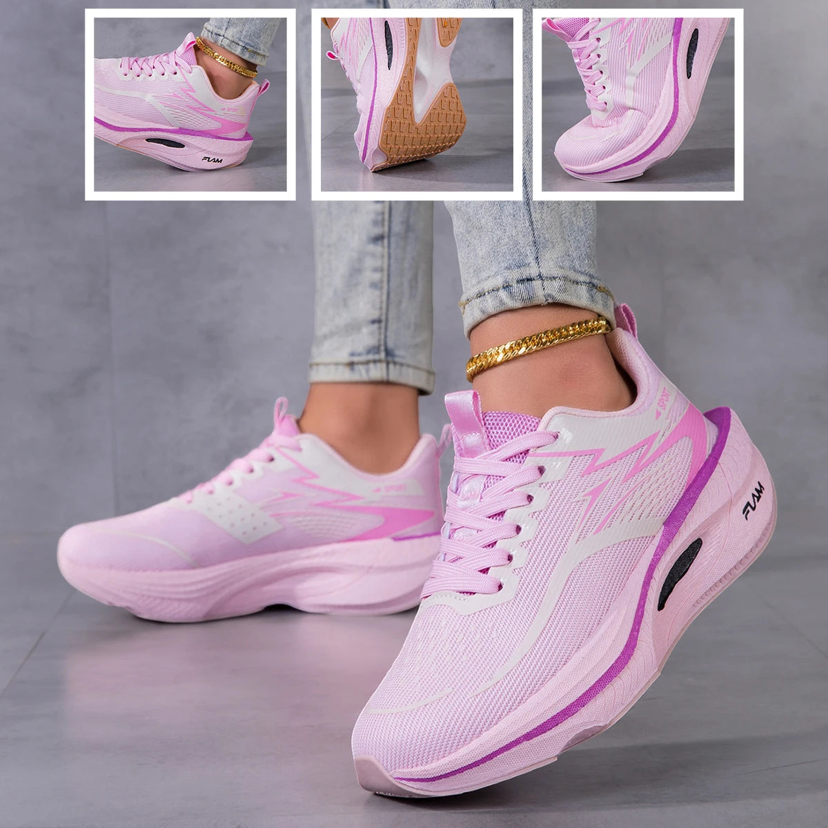 Breathable Platform Sneakers With Mesh Upper And Light Gym Comfort