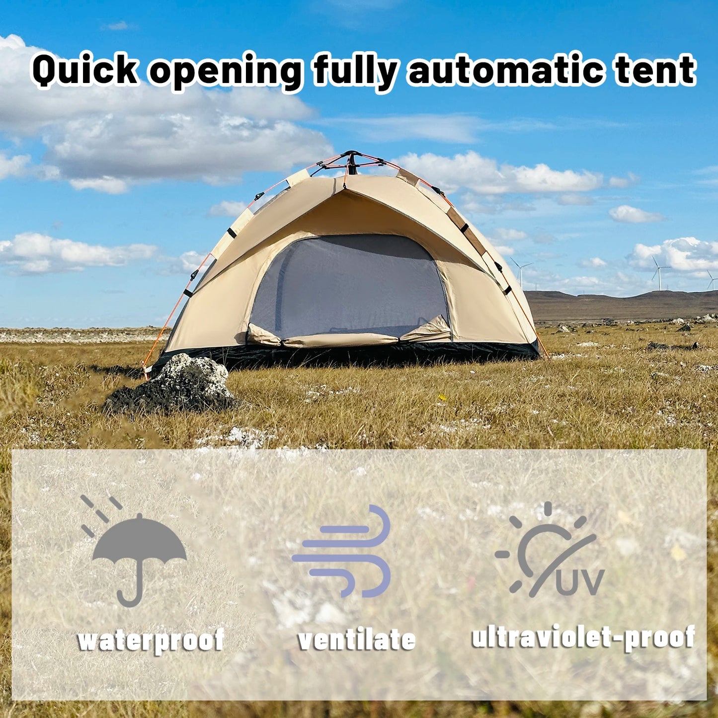 Pakicetus Automatic Pop Up Camping Tent Portable Windproof Shelter