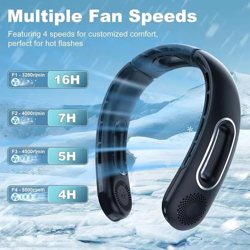 Portable Bladeless Neck Fan With Touch Control And Long Battery