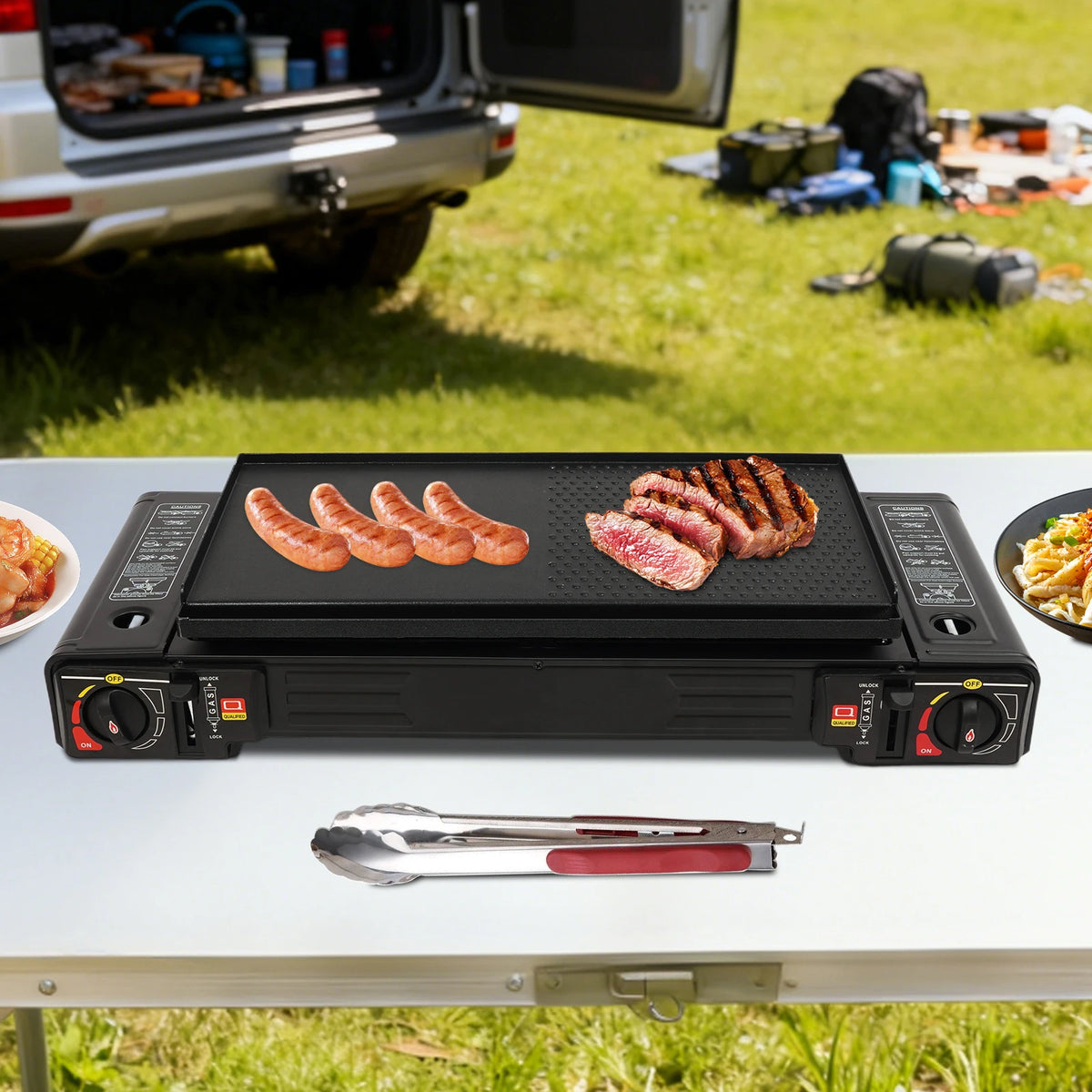 Portable Two Burner Camping Gas Stove With Auto Ignition