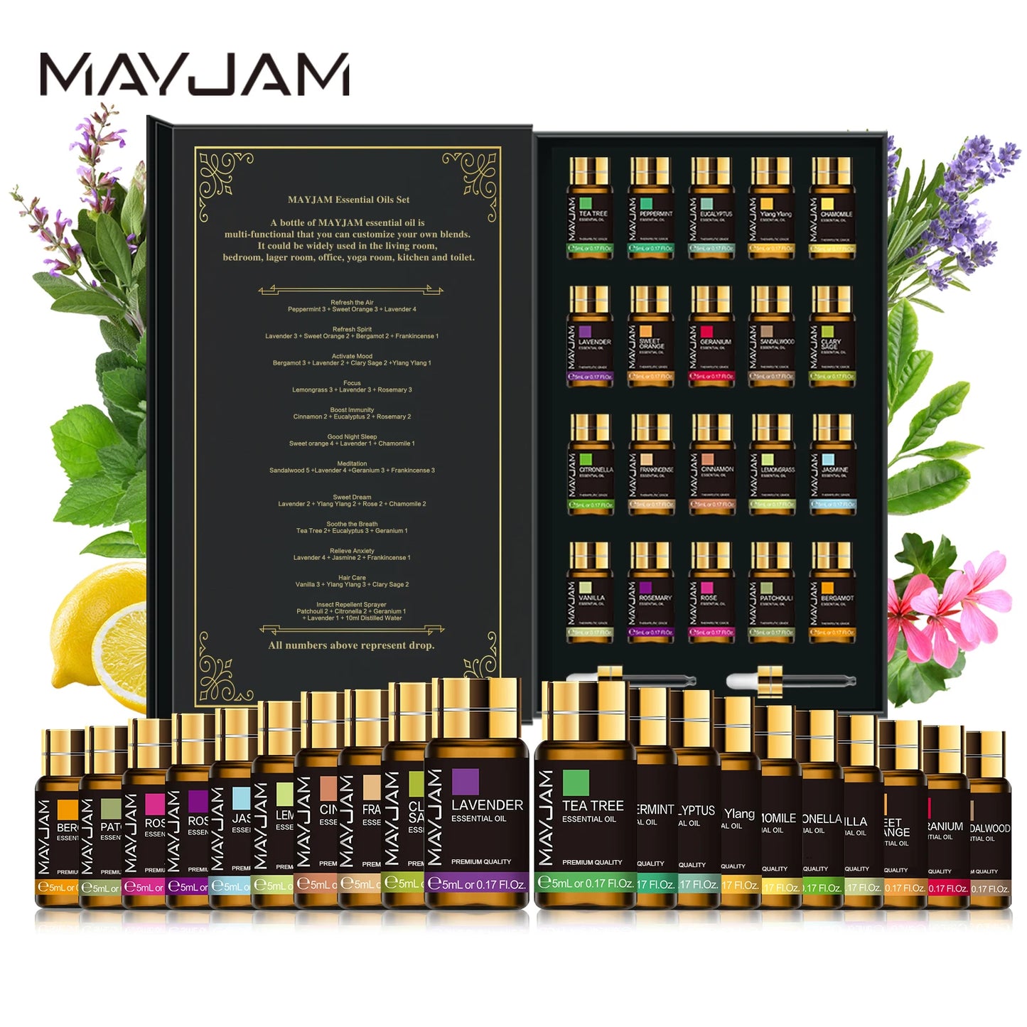 MAYJAM 20 Bottles Essential Oil Gift Set For Diffuser