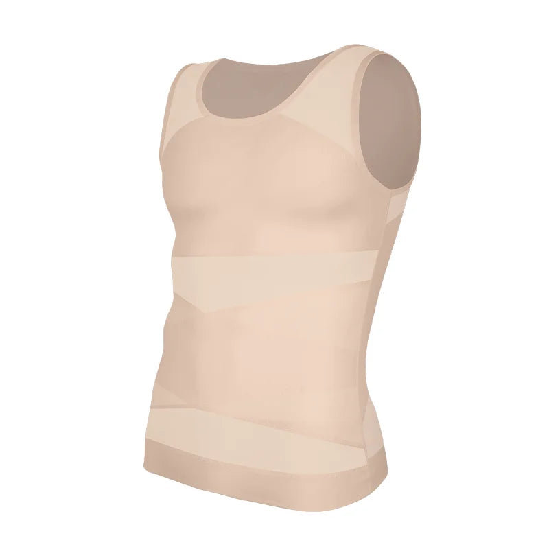 LALAMELON Mens Shapewear Tank Top Cross Mesh Body Shaper Breathable