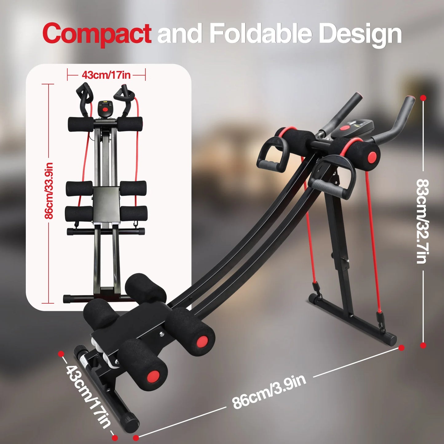GIKPAL Foldable Ab Machine With LCD Display For Core Workouts