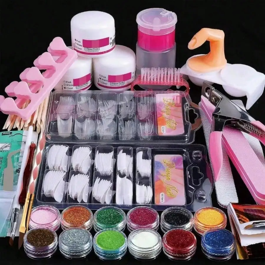 Professional Acrylic Nail Kit With Glitter Powders For Beginners